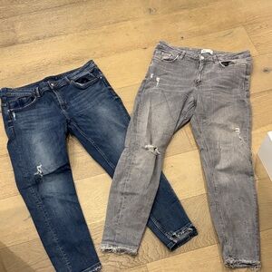 Zara Blue and Gray Ankle Jeans